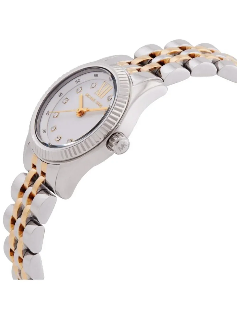 NWT Michael Kors Lexington Quartz Crystal White Dial Two-Tone Ladies Watch